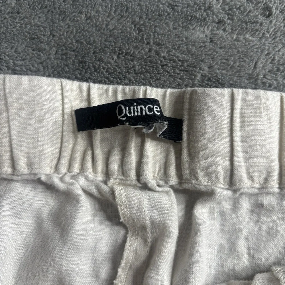 Quince 100% European Linen Wide Leg Loose Pants Flax/Beige Elastic *Large*